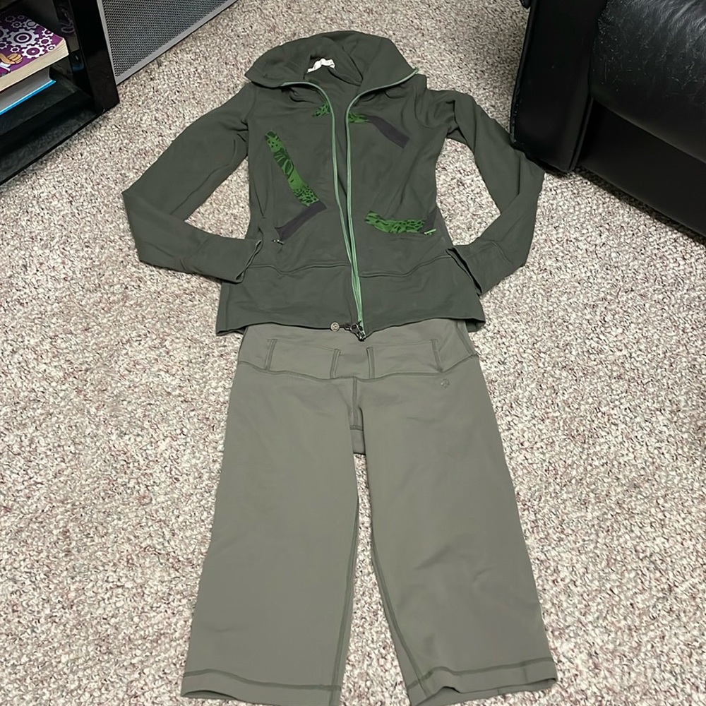 lululemon athletica Olive Green Athletic Shorts Set